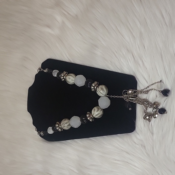 Paparazzi Two Piece Silver and Black Beaded Necklace and Bracelet Set - Picture 5 of 5